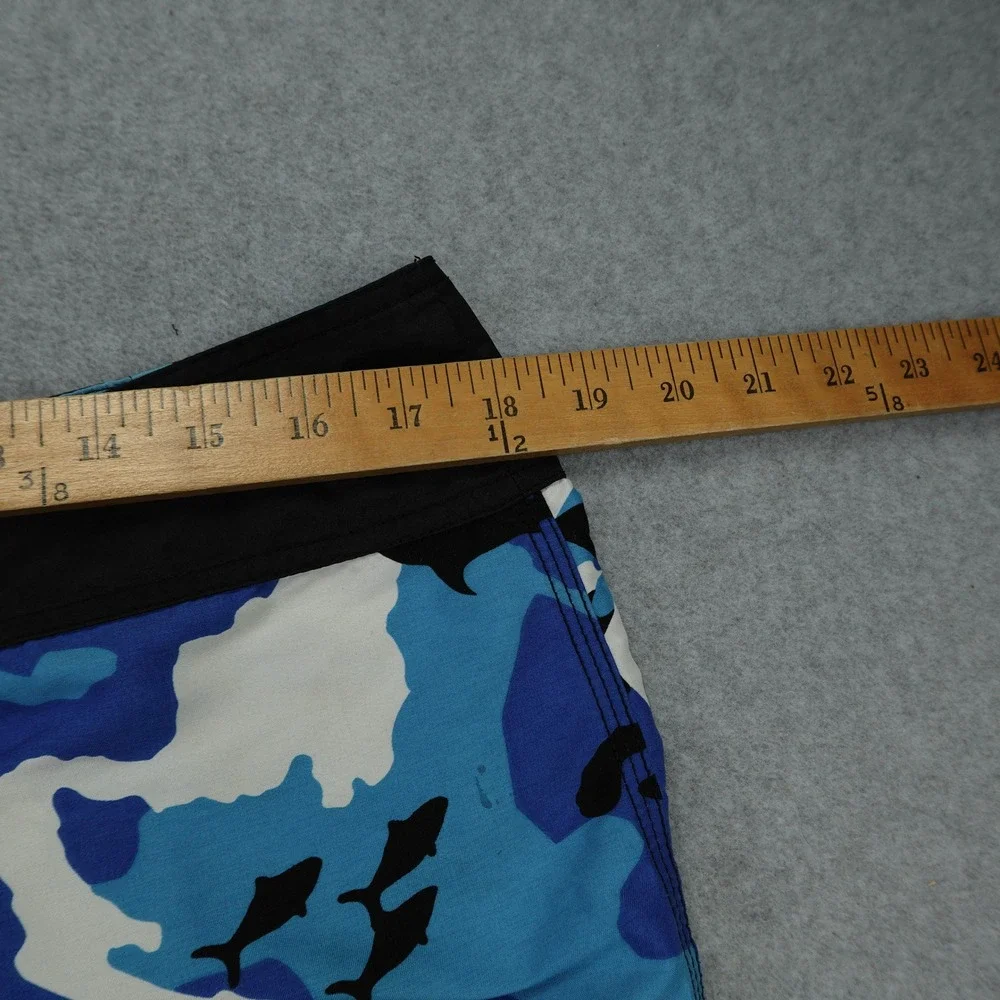 Pelagic Board Shorts‎ Mens 36 Camo Blue White Black Swim Trunks Fishing